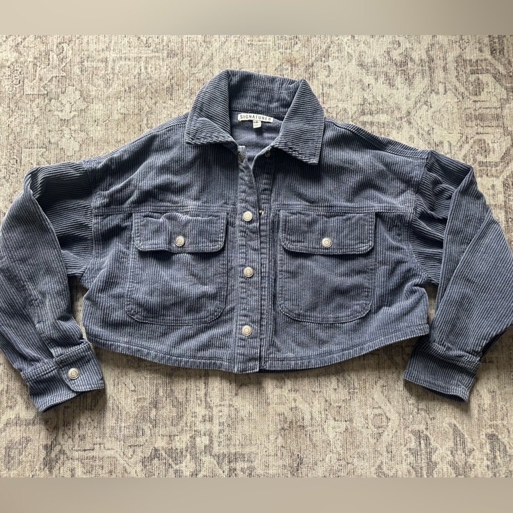 Signature Blue Corduroy Cropped Jacket
